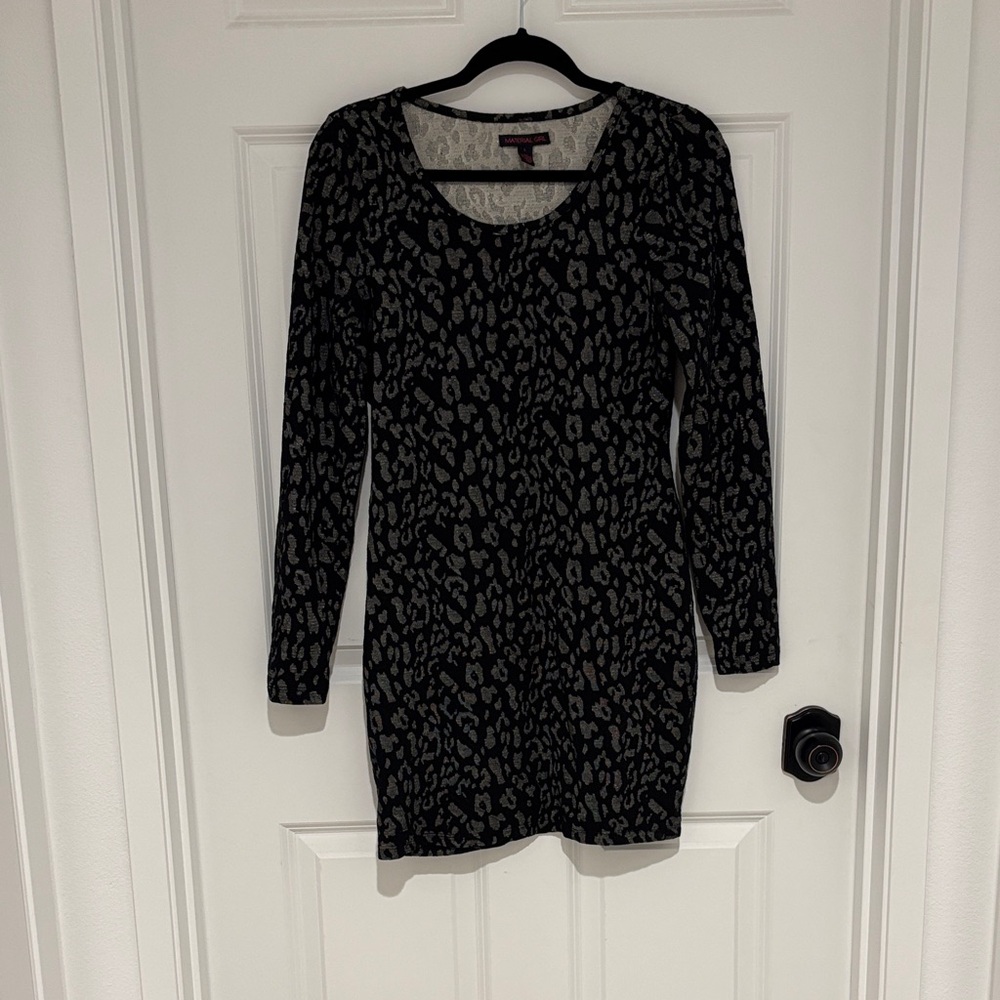 Material Girl Black and Gray Animal Print Dress